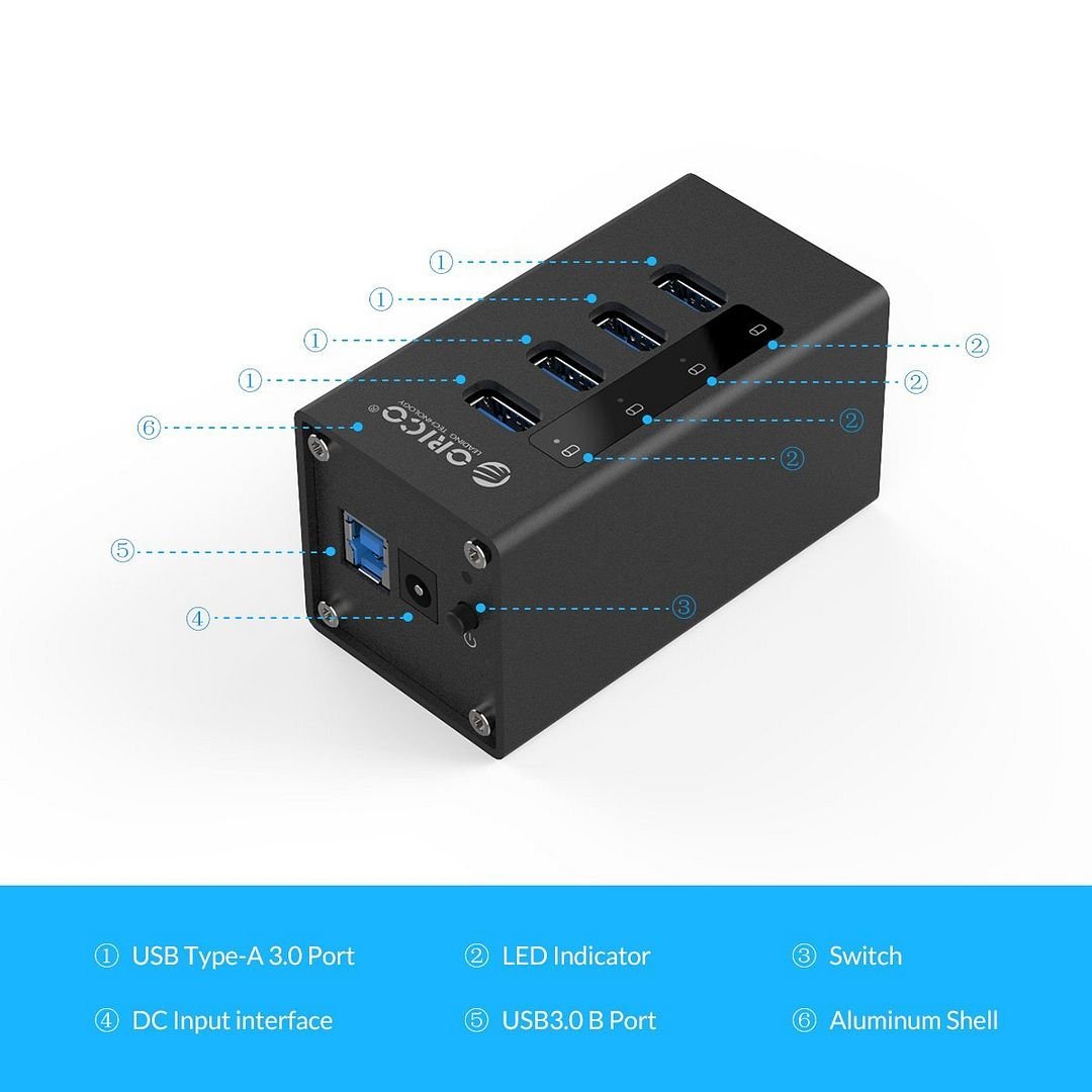 bo chia usb 3.0 co nguon phu orico a3h4