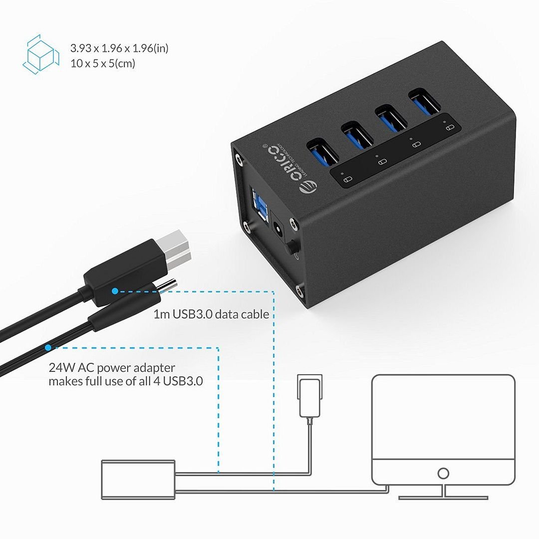 bo chia usb 3.0 co nguon phu orico a3h4