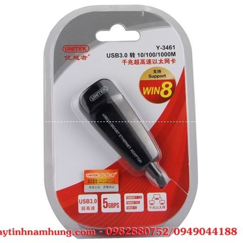 day chuyen doi usb 3.0 ra lan gigabit unitek y 3461