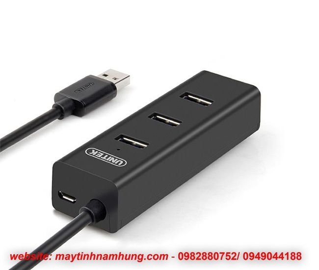 Bộ chia 4 cổng USB 3.0 hỗ trợ cấp nguồn phụ Unitek Y3089