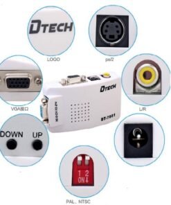 Bộ chuyển đổi VGA đầu ghi camera ra AV cắm vào tivi Dtech DT7001