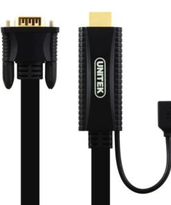 Cáp chuyển HDMI to VGA dây dẹt 1.5m Unitek Y-5303. Hỗ trợ Video full HD1080p