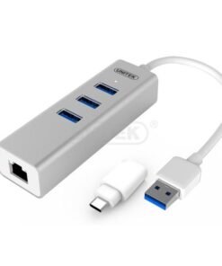 Bộ chia USB 3.0 vỏ nhôm kết hợp cổng LAN gigabit Unitek Y3083 (có kèm đầu chuyển type C)