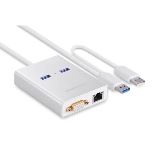 Cáp chuyển USB 3.0 to VGA và 2 cổng USB 3.0 và 1 cổng Lan Gigabit Ugreen 40242