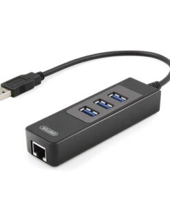 Cáp chuyển USB 3.0 ra LAN gigabit + chia 3 cổng USB Unitek Y3045